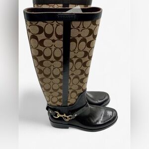 Coach Tristee Brown Signature Canvas Over-the-Knee Rain Boots 7B